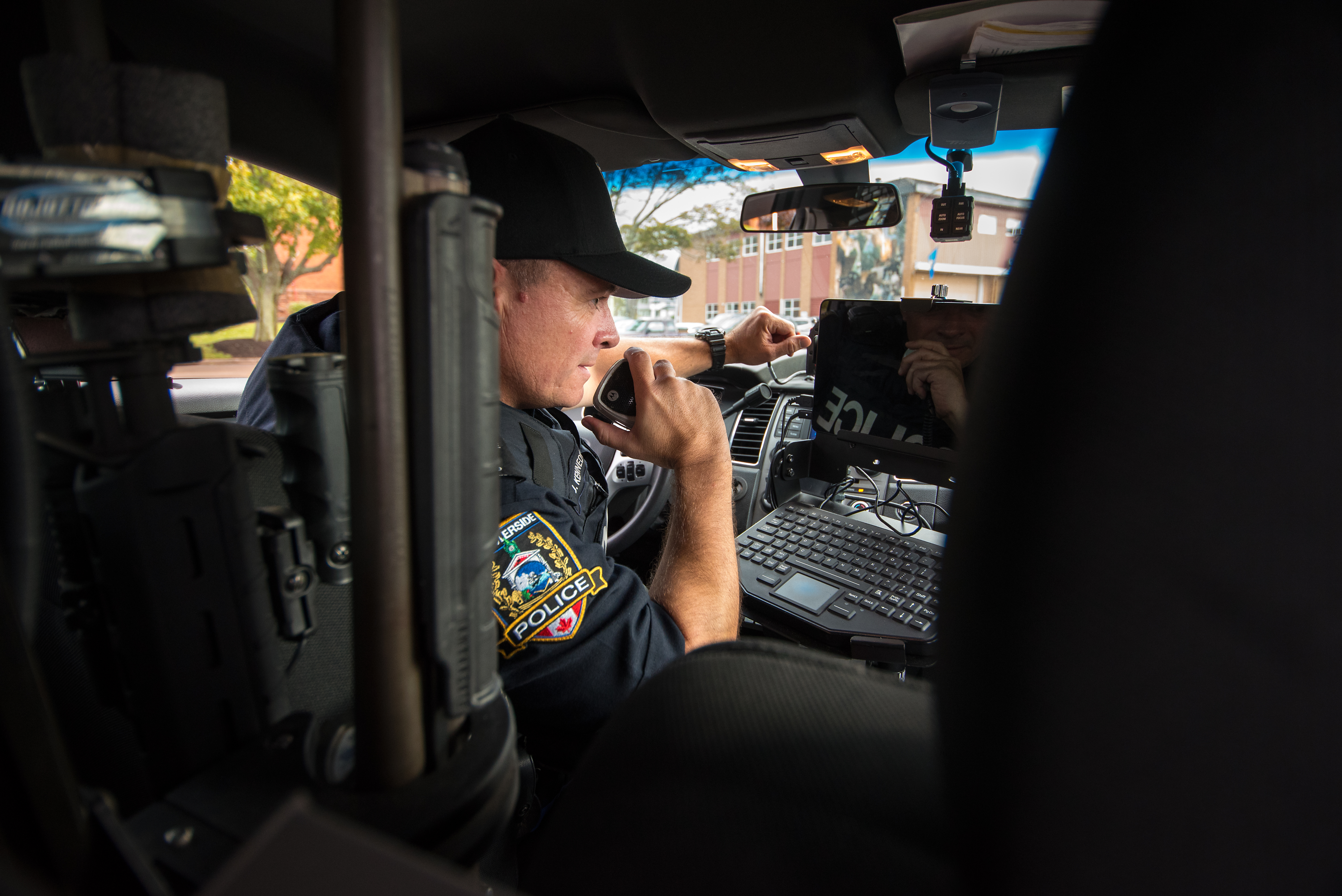 Police officer in a car